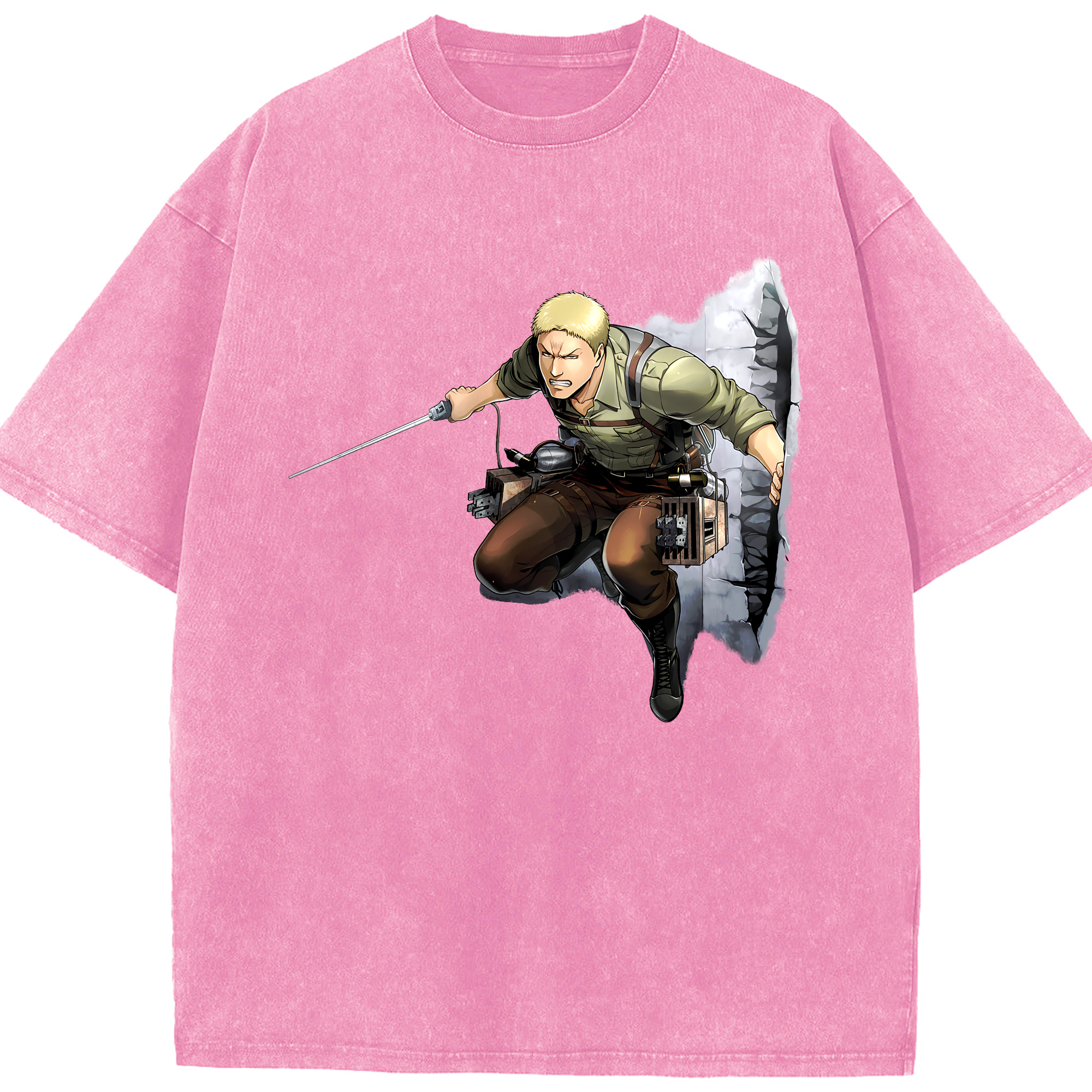 （画像用） 進撃の巨人 ライナー・ブラウン Attack on Titan Reiner Braun 綿100% ヴィンテージ風 半袖Tシャツ（フロントプリント）